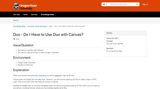 
                            7. Article - Duo - Do I Have to Use Duo ... - TeamDynamix - Oregon State University Canvas Portal