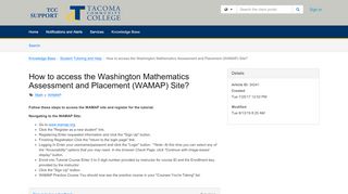 
                            7. Article - How to access the Washingto... - TeamDynamix - Wamap Portal