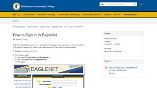 
                            5. Article - How to Sign in to EagleNet - TeamDynamix