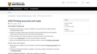 
                            3. Article - XAS Printing accounts and c... - TeamDynamix - Uprint Waterloo Portal