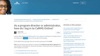 
                            7. As a program director or administrator, how do I log in to ... - Www Carms Portal