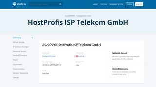 AS209990 HostProfis ISP Telekom GmbH - IPinfo.io - Hostprofis Portal