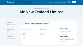 
                            9. AS45946 Air New Zealand Limited - IPinfo.io - Myairnz Co Nz Portal