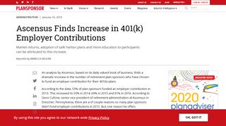 
                            6. Ascensus Finds Increase in 401(k) Employer Contributions ... - Vanguard Ascensus Employer Portal