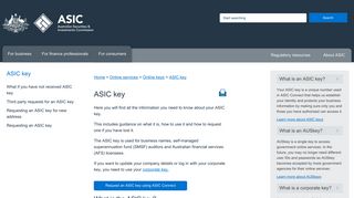 
                            1. ASIC key | ASIC - Australian Securities and Investments ... - Asic Key Portal
