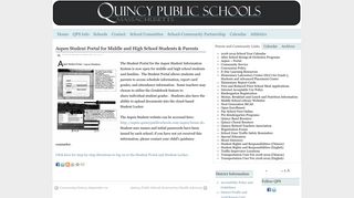 Aspen Student Portal for Middle and High School Students ... - Aspen Student Portal Quincy Public Schools