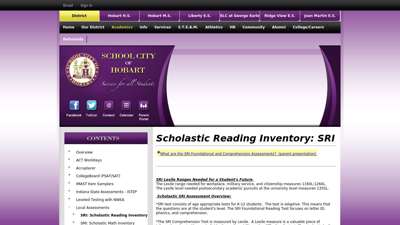 Assessments / SRI: Scholastic Reading Inventory