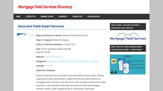 
                            6. Assurant Field Asset Services - Mortgage Field Services ... - Assurant Field Asset Services Portal