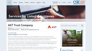 
                            8. AST Trust Company | CSE - Canadian Securities Exchange - Ast Portal Canada