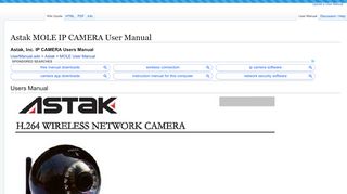 
Astak MOLE IP CAMERA User Manual  
