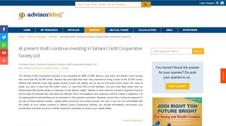 
                            3. At present shall I continue investing in Sahara Credit ... - Sahara Credit Cooperative Society Limited Customer Portal