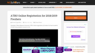 
                            5. ATBU Online Registration for 2018/2019 Freshers ⋆ NGScholars - Atbu Online Registration Portal