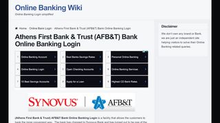 
                            3. Athens First Bank & Trust (AFB&T) Bank Online Banking Login - Athens First Bank Trust Portal