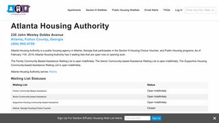 
                            6. Atlanta Housing Authority, GA | Public Housing and Section 8 - Atlanta Housing Authority Applicant Portal Portal