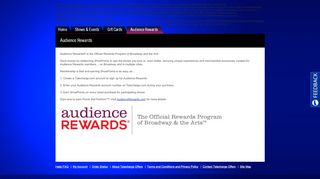 
                            4. Audience Rewards - Telecharge Offers - Audience Rewards Portal