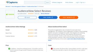 AudienceView Select Reviews 2020 - Capterra - Vendini Ticket Agent Portal