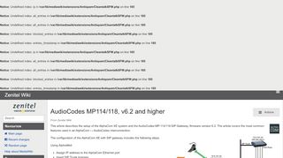 AudioCodes MP114/118, v6.2 and higher - Zenitel Wiki - Audiocodes Default Portal