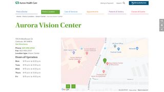 
Aurora Vision Center - Oshkosh, Wisconsin (WI) | Aurora ...  
