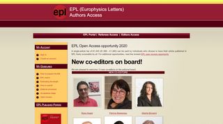 Authors Access - EPL - Europhysics Letters - Epl Portal