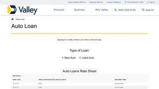 
                            3. Auto Loan - Valley National Bank - Valley National Bank Auto Loan Portal