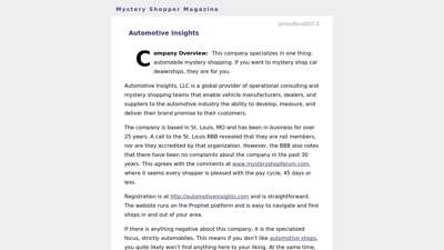 » Automotive Insights  Mystery Shopper Magazine