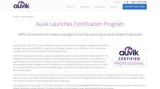 
                            6. Auvik Launches Network Management Certification Program for MSPs - Auvik Training Portal