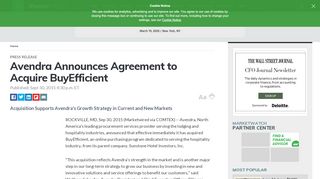 
                            4. Avendra Announces Agreement to Acquire BuyEfficient ... - Buyefficient Avendra Portal