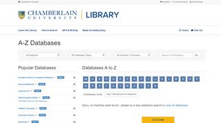 
                            2. AZ Databases - Chamberlain Library - Chamberlain University - Chamberlain College Of Nursing Library Portal