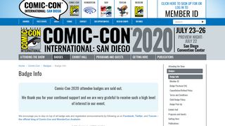 Badge Info | Comic-Con International: San Diego - Comic Con Sign Up
