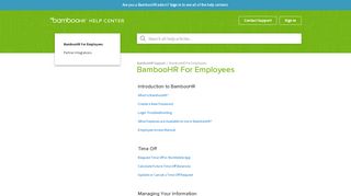 
                            3. BambooHR For Employees – BambooHR Support - Bamboo Human Resources Portal