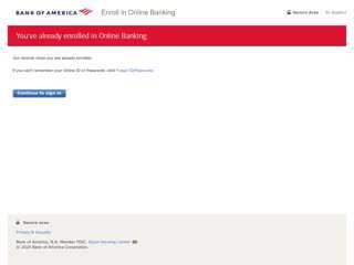 Bank of America  Online Banking  Already Enrolled