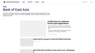 
Bank of East Asia | South China Morning Post  
