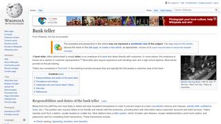 
                            4. Bank teller - Wikipedia - Bulkteller Portal