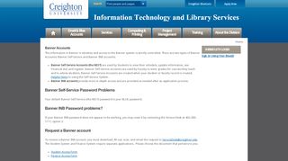
Banner Account and Login Information - Creighton DoIT  
