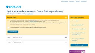 
Barclays Online Banking: Step 1 - Who are you?  
