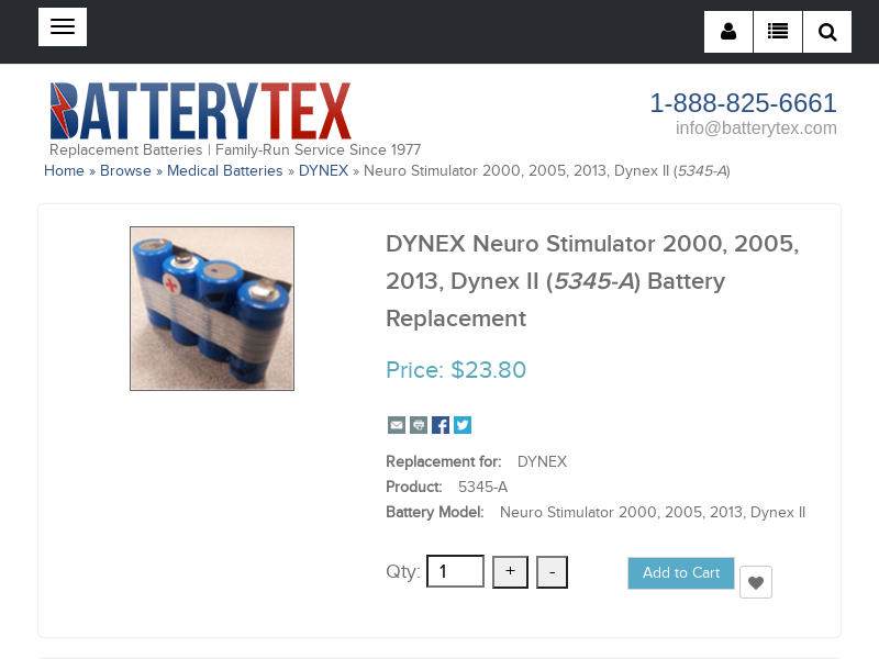 
                            5. Battery: Neuro Stimulator 2000, 2005, 2013, Dynex II ...