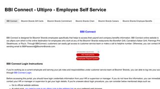 
BBI Connect - Ultipro - Employee Self Service
