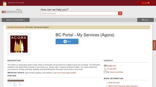 
                            1. BC Portal - My Services (Agora) - Service Catalog - Boston ... - Agora Portal Portal
