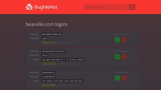 
                            5. bearville.com passwords - BugMeNot - Bearville Portal Codes
