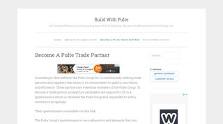 
                            8. Become A Pulte Trade Partner > Build With Pulte - Bwp Pulte Login
