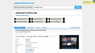 
                            3. betcapri.com at WI. All Sports Wagering, Horse Racing and ... - Betcapri Login