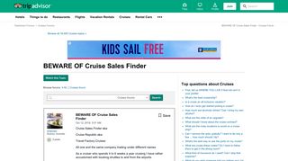 BEWARE OF Cruise Sales Finder - Cruises Forum - TripAdvisor - Cruise Sale Finder Portal