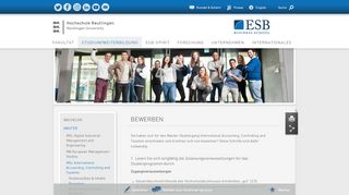 
                            5. Bewerbung - Master of Science International ... - ESB Business School - Hip Portal Reutlingen University