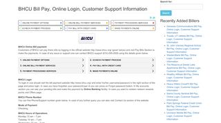 
BHCU Bill Pay, Online Login, Customer Support Information  
