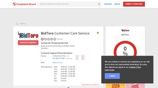 
                            5. BidToro Customer Service, Complaints and Reviews - Bidtoro Login