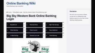 
Big Sky Western Bank Online Banking Login | OnlineBankingHQ
