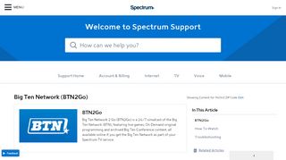 Big Ten Network (BTN2Go) | Spectrum Support