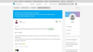 
                            6. Bigpond Email settings for windows live mail - CrowdSupport - Telstra Windows Live Mail Portal
