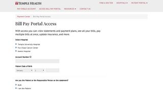 
Bill Pay Portal Access | Payment Center | Temple Health
