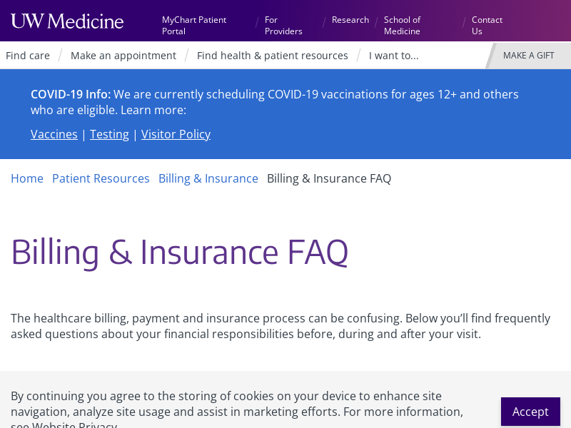 
                            6. Billing & Insurance FAQ | UW Medicine